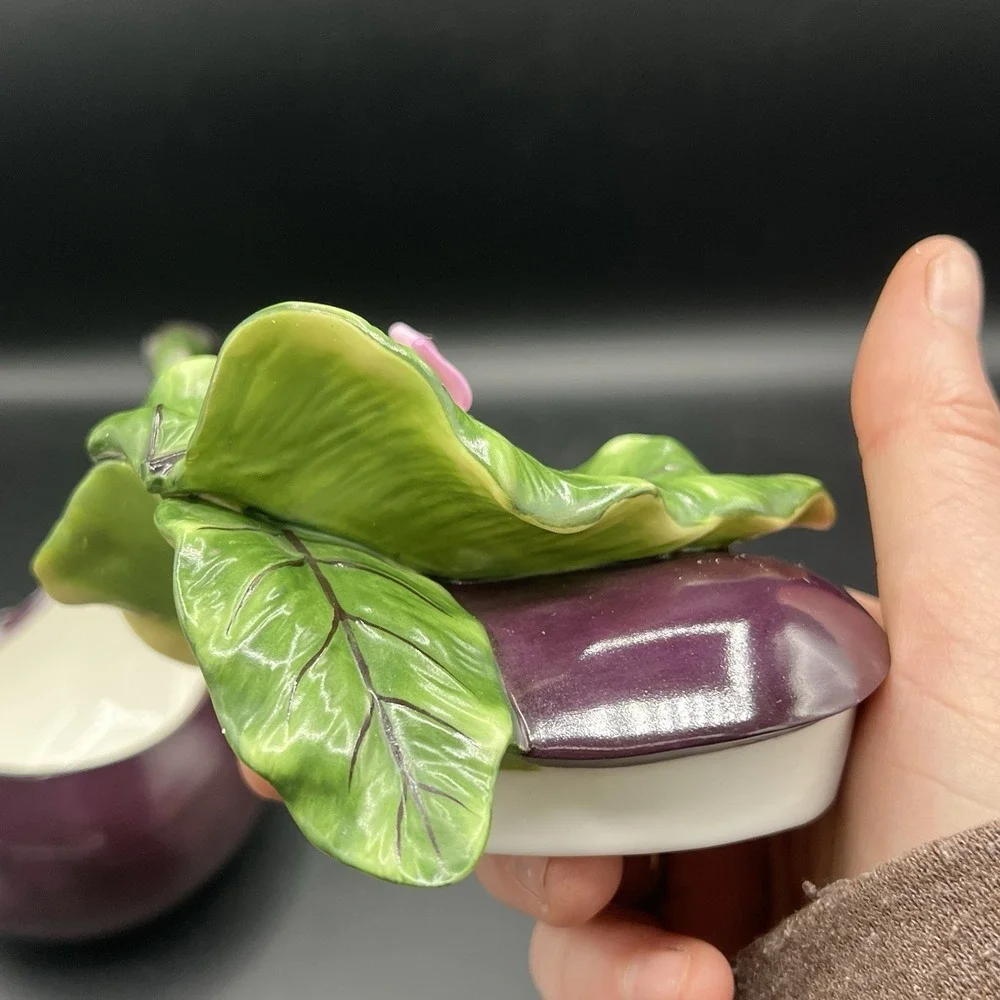 LE JRDN‎ POTAGRE FITZ & FLOYD Classics EGGPLANT Condiment Dish Box ~ Beautiful